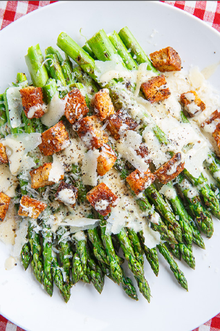 Caesar grilled asparagus